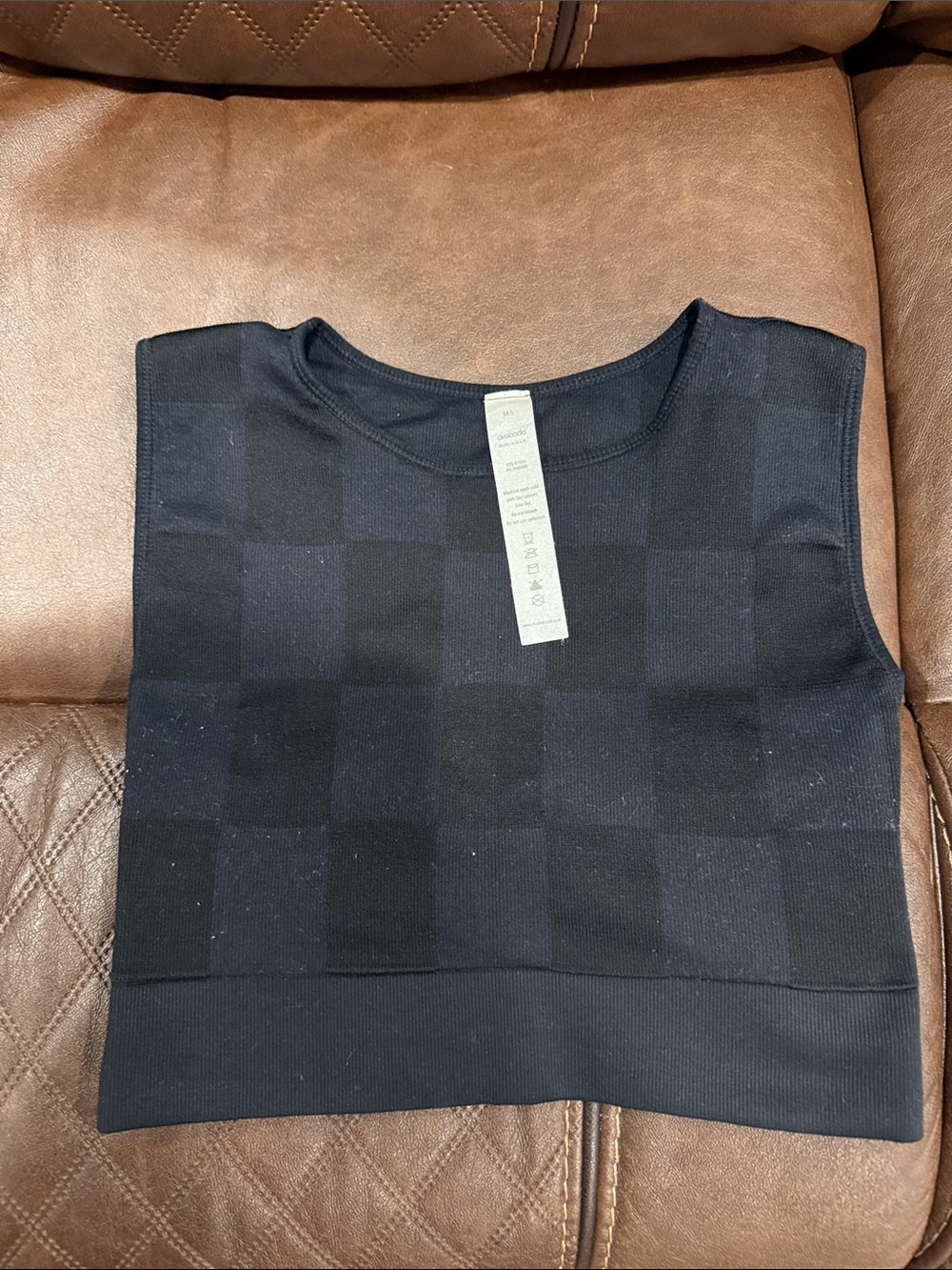 Sleeveless Checker Knit Crop Top - Black m/l avocado